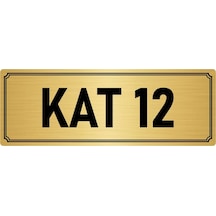 Metal Yönlendirme Levhası, Departman Kapı İsimliği Kat 12 7x20 cm Altın Renk