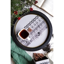 City Desenli Yuvarlak Metal Tepsi - Çay Kahve Tepsisi - Sunum Tepsisi 37 Cm City