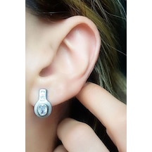 Zirkon Taşlı Gümüş Tasarım Küpe N11.99812