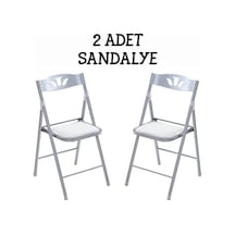 Katlanır Mutfak Sandalyesi Kırma Koltuk Beyaz 2 Adet 1054
