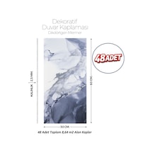 30x60 Cm Kendinden Yapışkanlı Duvar,banyo,tezgah Arası Mavi Siyah Mermer Desen -48 Adet 8039-48