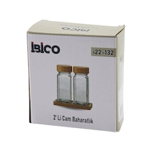 2pcs Bambu Kapaklı Cam Tuzluk - Biberlik - Baharatlık 120ml 5468 Çok Renkli
