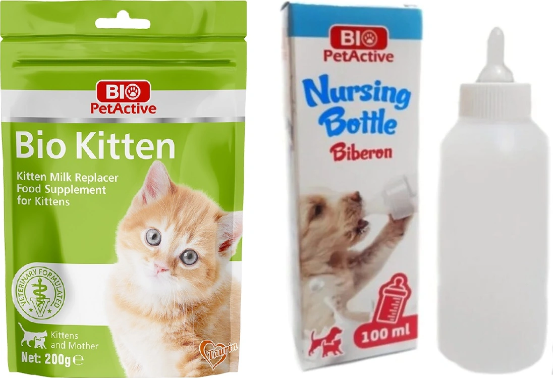 Bio Petactive Kitten Milk Powder Yavru Kedi Süt Tozu 200 G + Biberon Seti