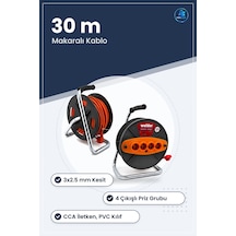 Makaralı Grup Priz Uzatma Kablosu 3x2.5 Mm 30 M Cca İletken Pvc K