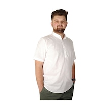 Mode Xl Buyuk Beden Erkek Kısa Kol Hakim Yaka 20387 Beyaz 001