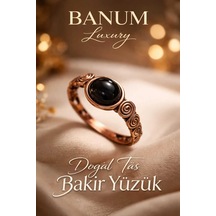 Doğal Oniks Onyx Taşlı El İşi Tasarım Bakır Yüzük Diğer