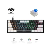 Leaven K620 Blue Switch Kablolu USB Type-c RGB Mekanik Oyuncu Klavye