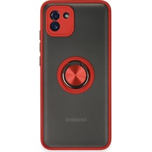 Samsung Galaxy Uyumlu , A03 Kılıf Montreal Yüzüklü Silikon Kapak - Kırmızı