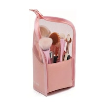 Gateesat Pembe 1 Adet Şeffaf Makyaj Çantası Seyahat Kozmetik Fırçası Organizer Çok Amaçlı Pembe