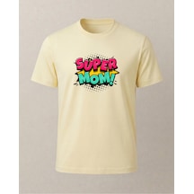 Super Mom Baskılı Anne T-shirt'ü Sarı
