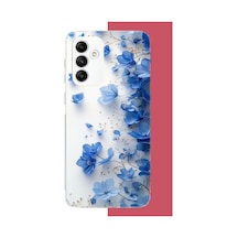 Samsung Galaxy A05s Uyumlu Mavi Çiçek2 Baskılı Silikon Kılıf Renkli