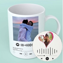 Spotify Kodlu Kişiye Özel Kupa Bardak Ve Altlıgı 07 Beyaz