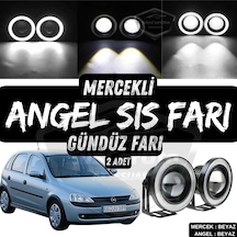 Opel Corsa C 2000-2006 Uyumlu Üniversal Mercekli Angel Sis Farı Metal Su Geçirmez 76 Mm Beyaz Gündüz Farı Angel Sis Farı 55975488