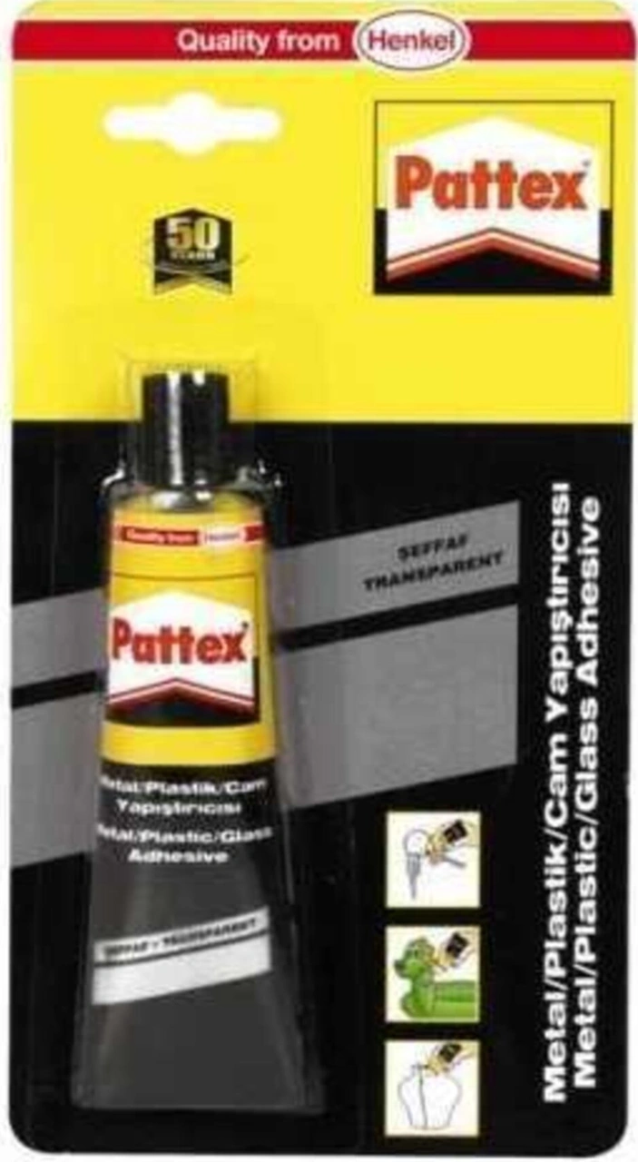 Metal Plastik Cam Yapıştırıcı Şeffaf 50 Gram Tüp