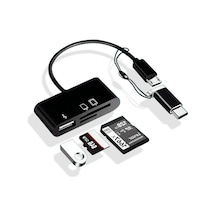 Alfais 5256 Type-C Micro Usb Sd Micrsd Kart Okuyucu Otg Çevirici Kablo