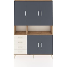 Arges Dolap 7 Raflı 4 Çekmeceli 5 Kapaklı 132x30x195 Çam-antr... Çam