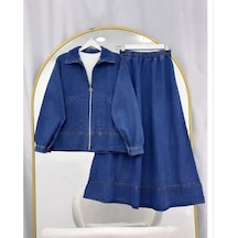 Lovie Moda Cep Detaylı Etekli Kot Takım Lacivert
