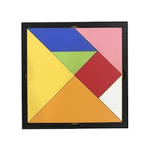 Renkli Ahşap Tangram Puzzle  10x10cm
