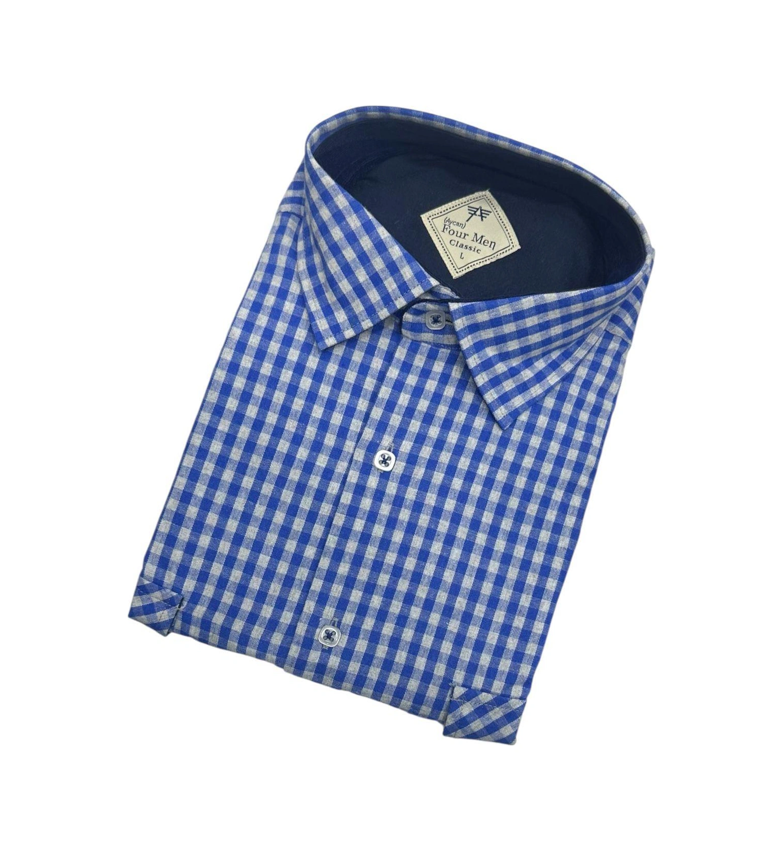 Klasik %100 Cotton Uzun Kollu Terletmeyen Kışlık Flanel Kumaş Mavi Gömlek Regular Kalıp -10429 Mavi