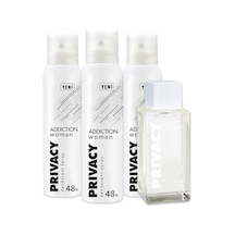 Privacy Addiction Kadın Parfüm EDT 100 ML + Addiction Kadın Sprey Deodorant 3 x 150 ML