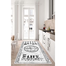 West Home Dijital Baskı Yıkanabilir Kaymaz Taban Leke Tutmaz Beyaz Mutfak Halısı Ve Mutfak Yolluk Wh 442 White