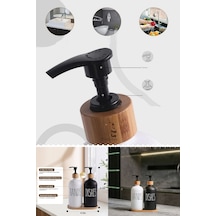 Hands Dishes 2 Li Siyah Beyaz Dekoratif Mutfak Banyo Sıvı Cam Sabunluk Seti 500ml Bambu Stantlı Set Siyah Beyaz