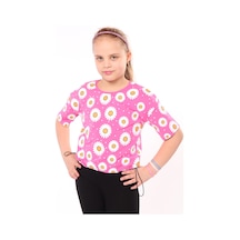 Toontoy Kids Toontoy Kız Çocuk Baskılı Bisiklet Yaka Kısa Kollu Tişört - Beli Ayarlanabilir Fuşya Toontoy Kids Toontoy Kız Çocuk Baskılı Bisiklet Yaka Kısa Kollu Tişört - Beli Ayarlanabilir Fuşya