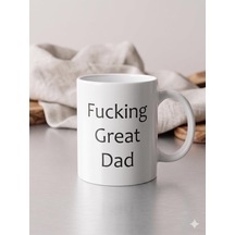 Great Dad Kupa - Harika Baba Komik Seramik Bardak Babalar Günü Hediyesi 325ml Beyaz - Çok Renkli