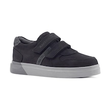 Rakerplus Hakiki Deri Siyah Nubuk Gri Cırtlı Erkek Çocuk Sneaker Siyah