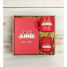 Bk Gift Kişiye Özel İsimli Dtf Anne Temalı Kırmızı Defter & Kahve Fincanı & Mum Hediye Seti-2, Anneye Hediye, Anneler Günü Hediyesi Kobitmeyencom30772