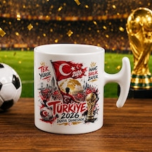 Bk Gift Türkiye Taraftar Temalı Dünya Futbol Kupası Tasarımlı Hammer Kupa Bardak-8 Tek Yürek Milli Takım Ruhu Beyaz