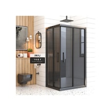 İmaj Banyo Troy Füme Cam Dikdörtgen Duşakabin Siyah