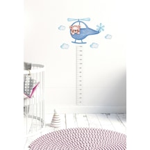 Sevimli Pilot Ayıcık Boy Ölçer Duvar Sticker