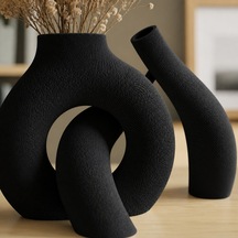 3d Baskı Interlocking Vazo - İç İçe Geçen Dekoratif Vazo-siyah