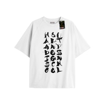 Flood Of Style Beyaz Oversize T-shirt Harf Özel Tasarım