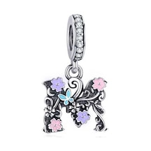 Fastbuy S925 Ayar Gümüş Mektup M Bilezik Kolye, Çok Renkli Aksesuar, Kadınlar İçin Çok Renkli