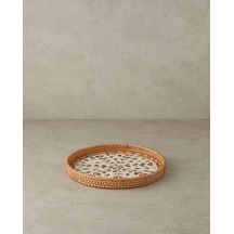 Louice Sedefli Rattan Tepsi Kahverengi