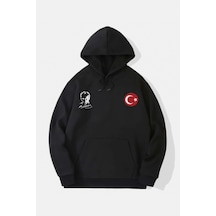 Ertaştrendstore 10 Kasıma Özel 3 İplik Kapüşonlu Baskılı Sweatshirt Hoodie - Siyah Çok Renk