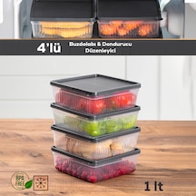 Porsima 1169 4lü Buzdolabı Organizer Mikrodalga Ve Derin Dondurucuya Buzluk Bakliyat Saklama Kabı - Antrasit