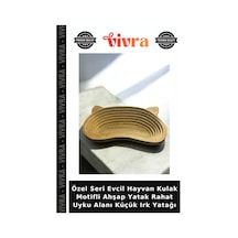 Özel Seri Evcil Hayvan Kulak Motifli Ahşap Yatak Rahat Uyku Alanı Küçük Irk Yatağı
