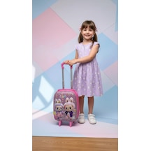 Karakterli Kız Çocuk Pembe Kabin Boy Çekçekli Valiz