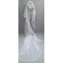 Suzanna Moda Saten Biyeli Hayal Tül Uzun Gelin Duvağı 3 mt Eni 3 mt Boyu