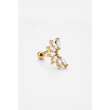 Tiara 18 Ayar Sarı Altın Kaplama Gümüş Conch-helix Piercing