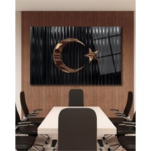 Türk Bayrağı Cam Tablo Bakır Renk Modern Ev Ofis Salon Kurum Hediyelik Tablo