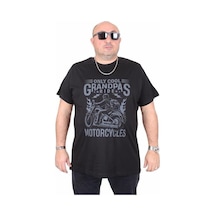 Starbattal Erkek Büyük Beden Sıfır Yaka Tişört Only Cool 25177 Sıyah Siyah