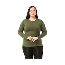 Disentis Büyük Beden Bisiklet Yaka Uzun Kollu Viskon Haki Body