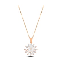 Çekirdekjewelry 925 Ayar Gümüş Manolya Çiçekli Kolye Pembe
