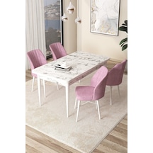 Masa Barok Ahşap Desen Sandalye Pembe