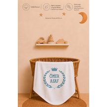 %100 Pamuk İsimli Kız Bebek Battaniyesi 80x80 Cm Çift Kat Penye Organik Baskılı İsme Özel Bebek Battaniyesi Bebek Hediyesi 2086b Ekru