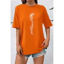 Unisex Butterfly Song Baskılı T-shirt Turuncu